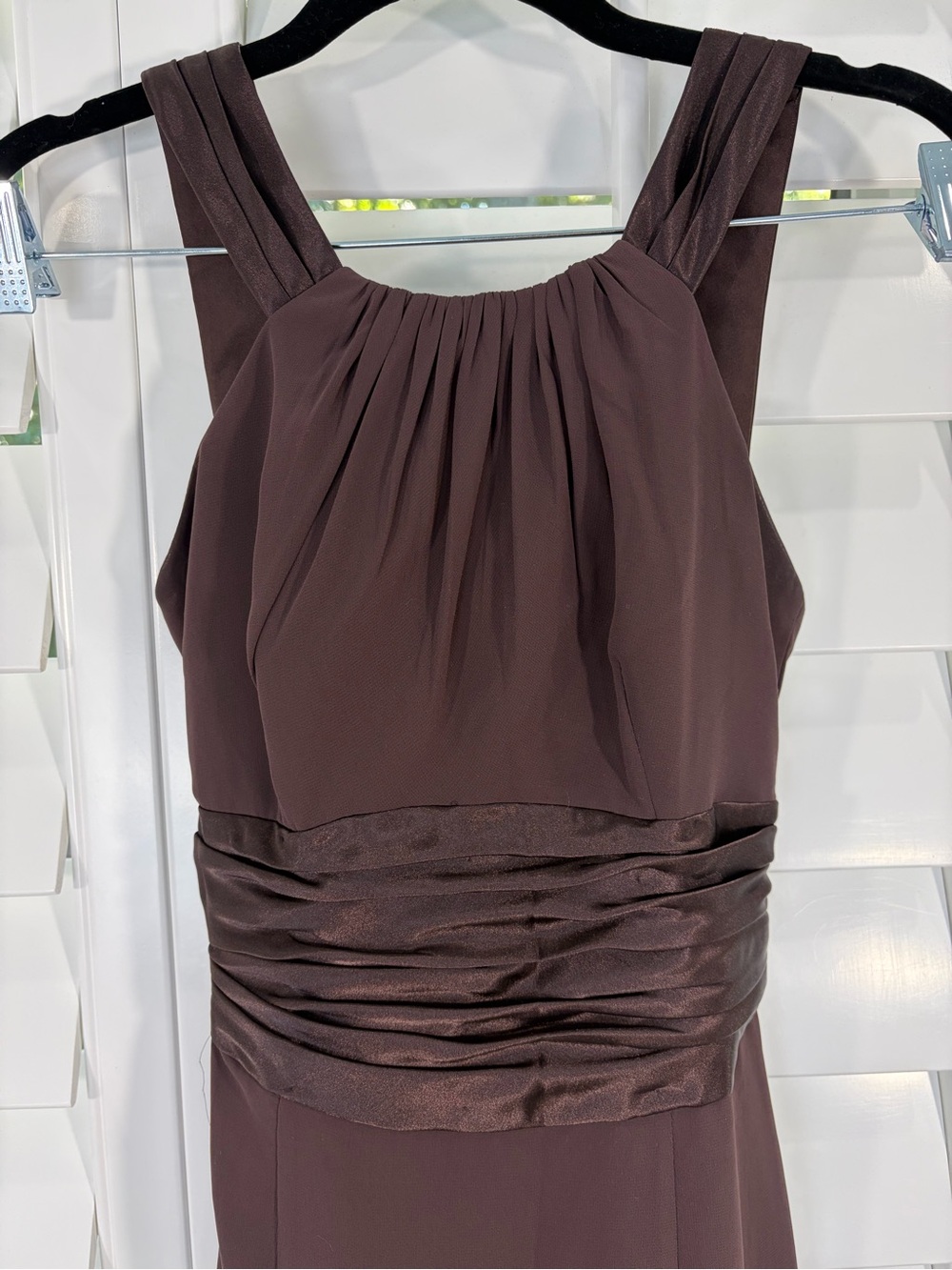 NWT David's Bridal Chiffon & Charmeuse Truffle Long Evening Gown (2) - Picture 6 of 12